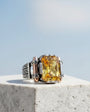 925 sterling silver yellow zircon stone model male ring