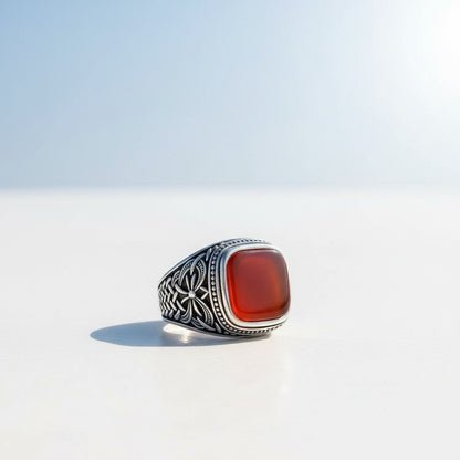 Agate Stone 925 Anneau d'hommes en argent sterling