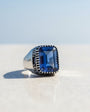Blue Zircon Stone Men's Silver Ring