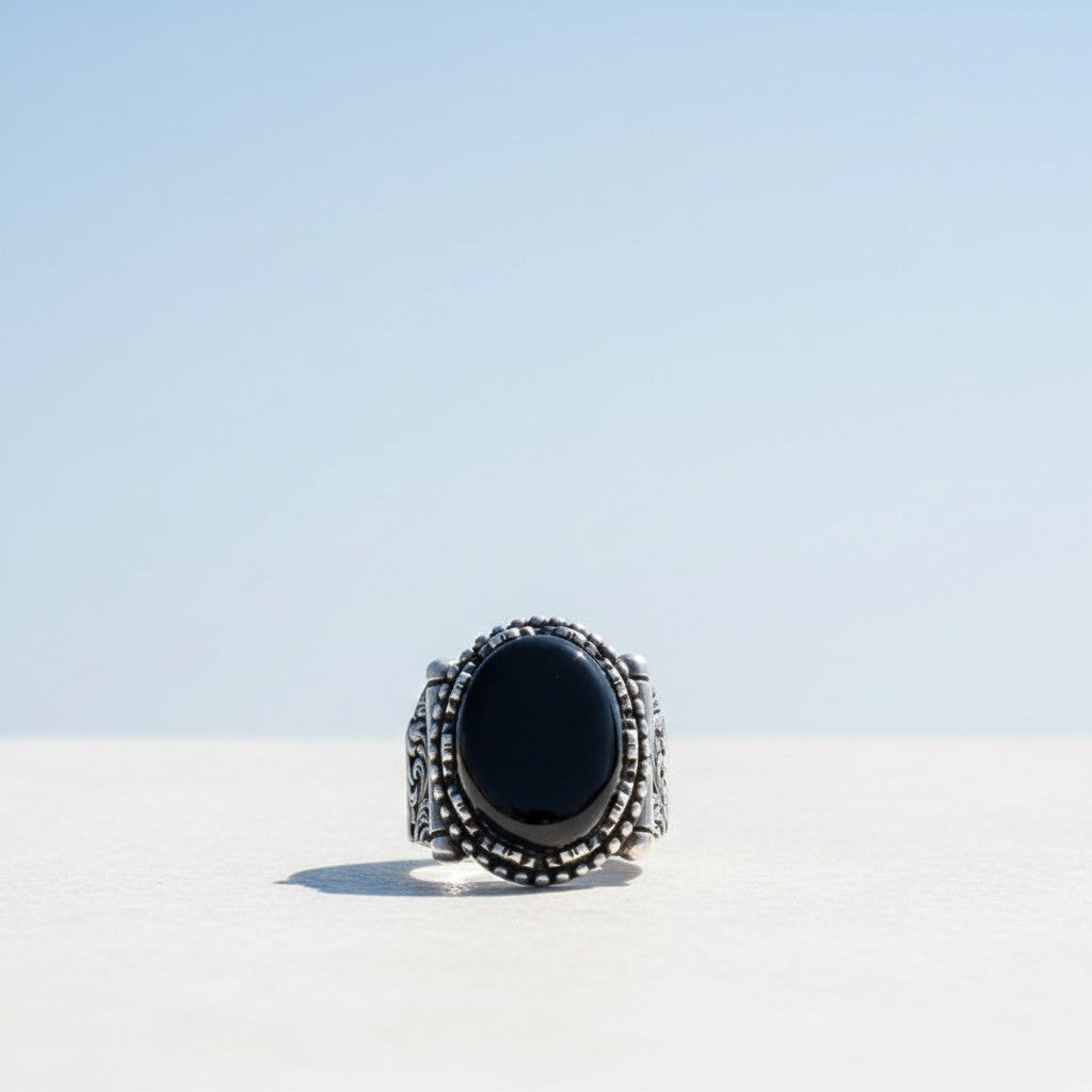 Oval Onix Stone 925 Sterling Silver Men's Ring
