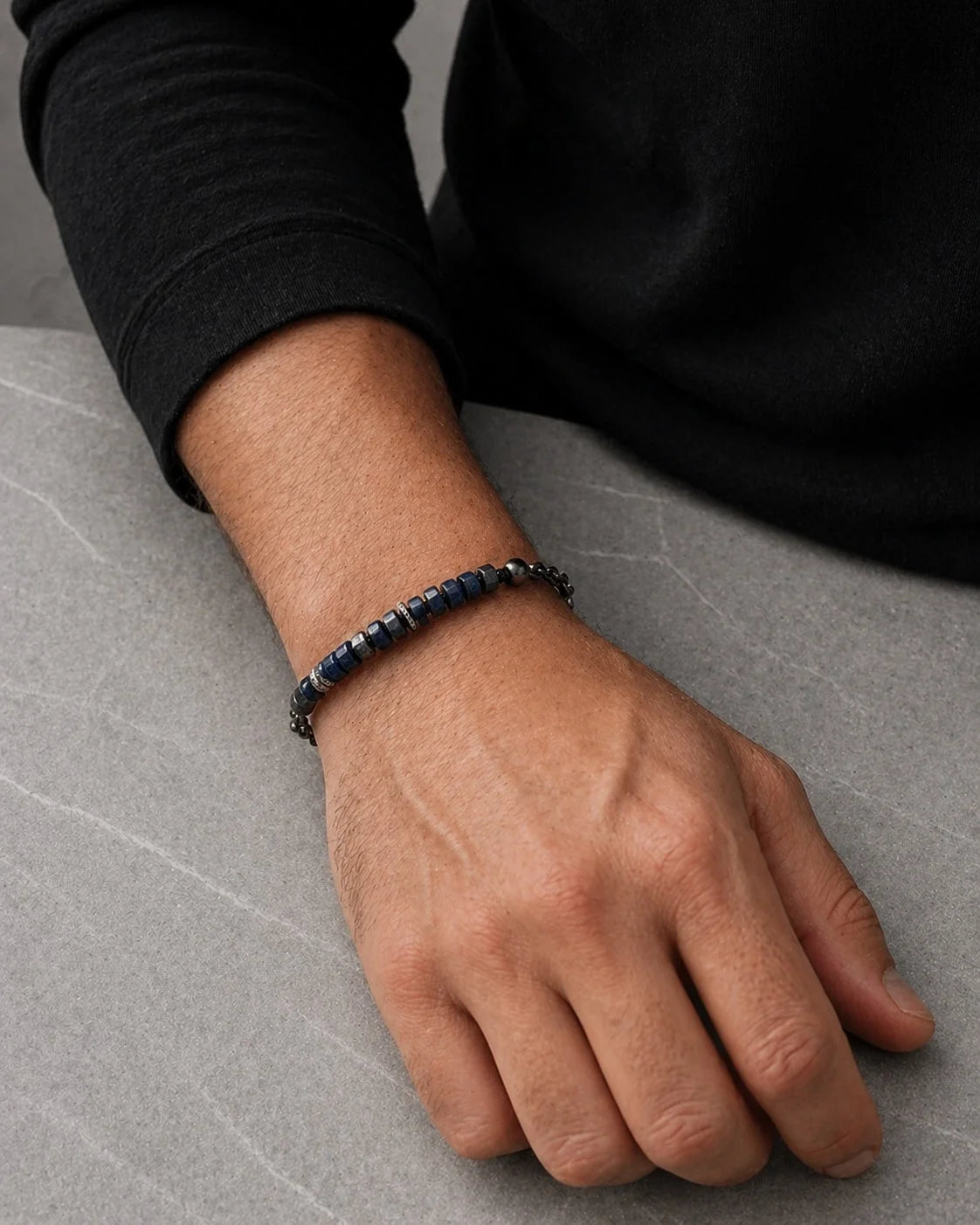 Bracelet Homme Lapis-Lazuli & Macramé | Argent 925