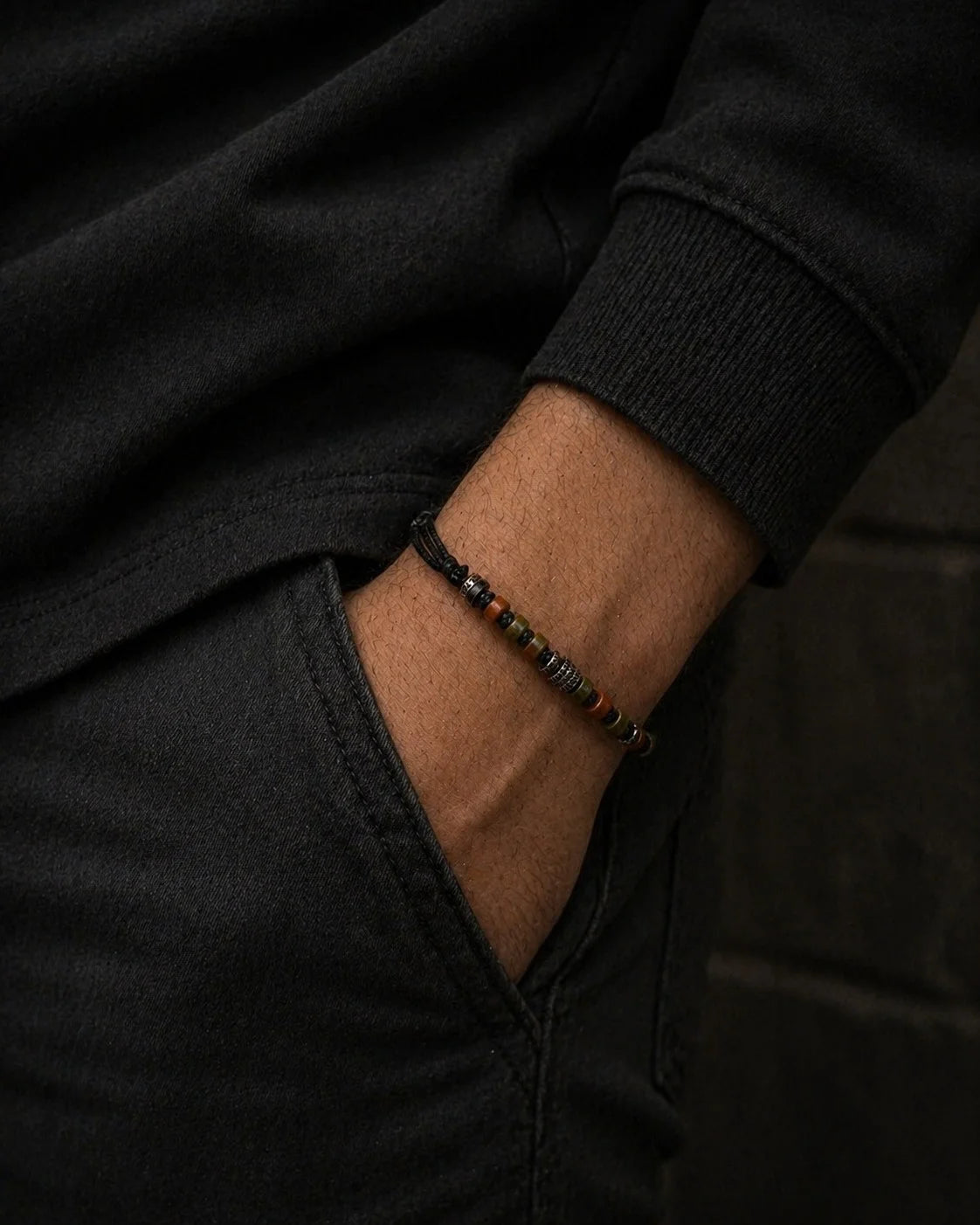 Bracelet Homme Unakite & Macramé | Argent 925