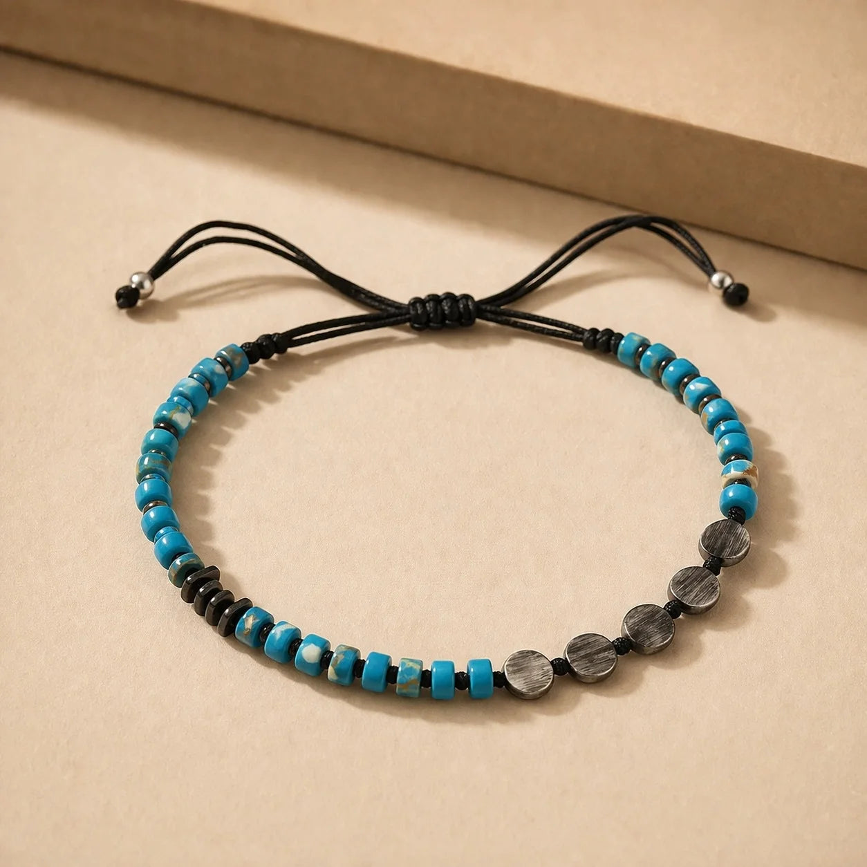 Bracelet Homme Turquoise & Macramé | Argent 925