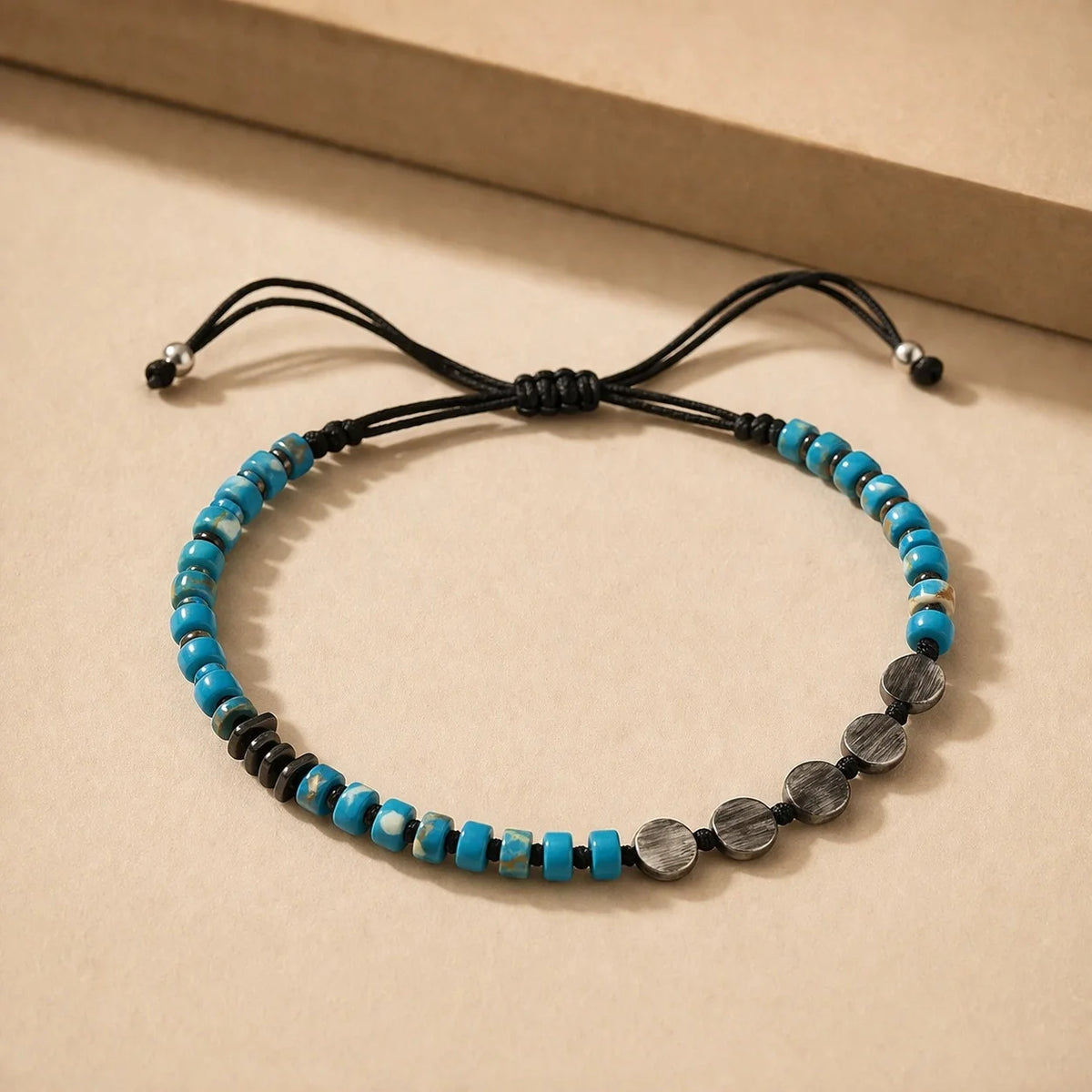 Bracelet Homme Turquoise & Macramé | Argent 925