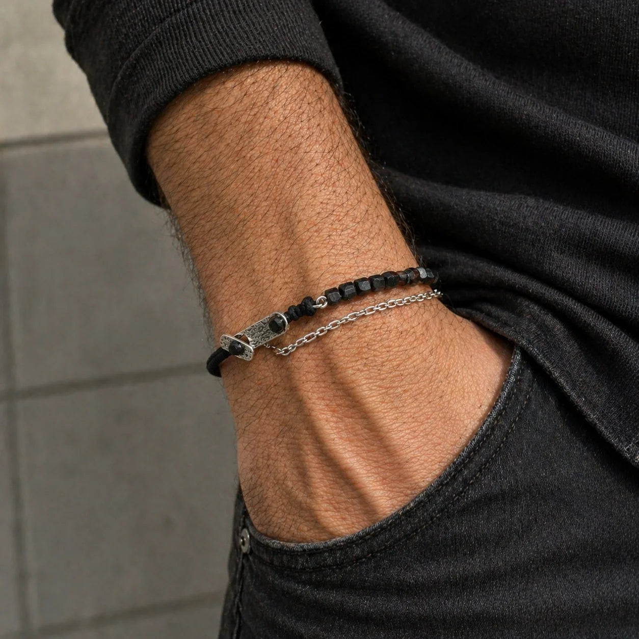 Granat Herrenarmband | 925 Sterling Silber