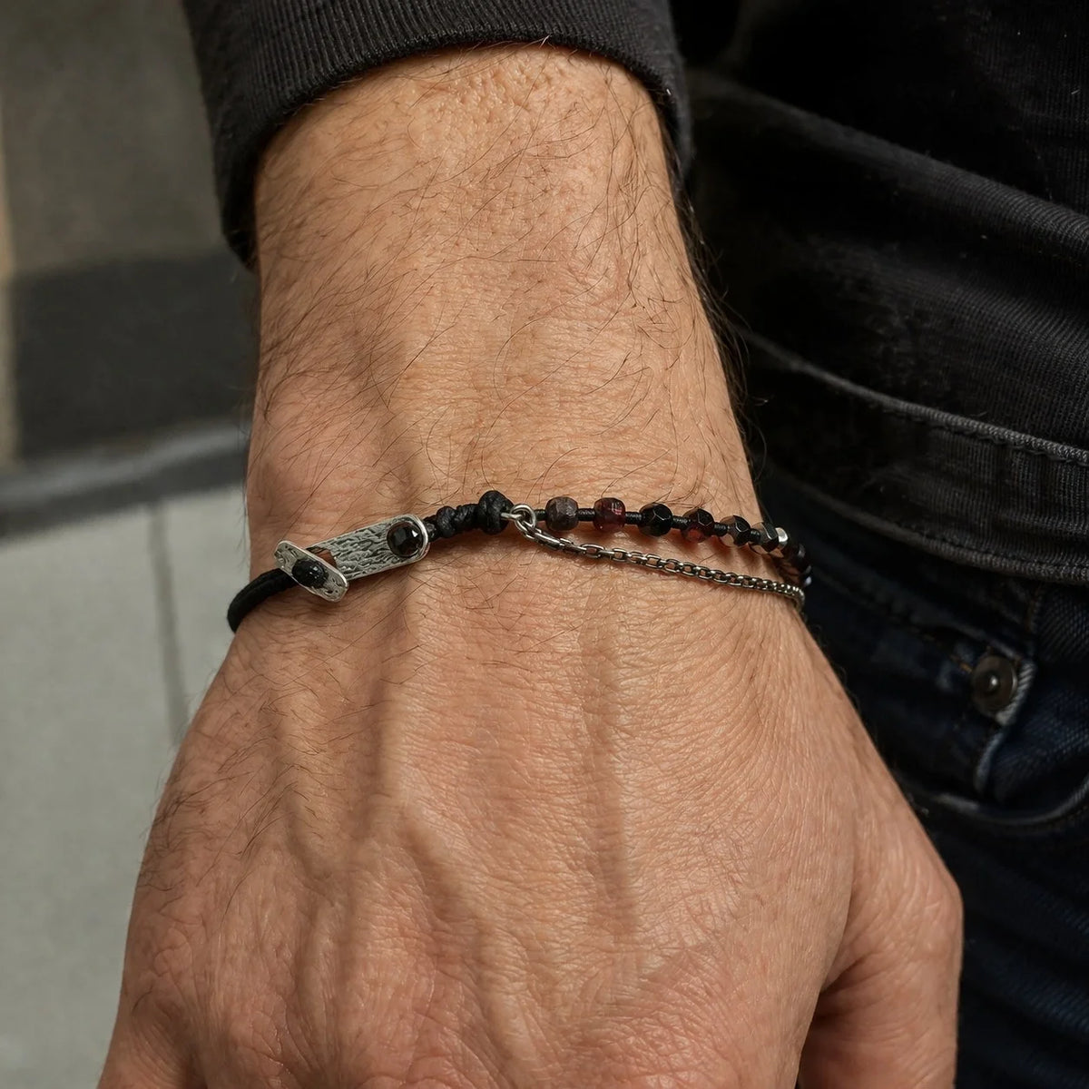 Bracelet Homme Grenat | Argent 925
