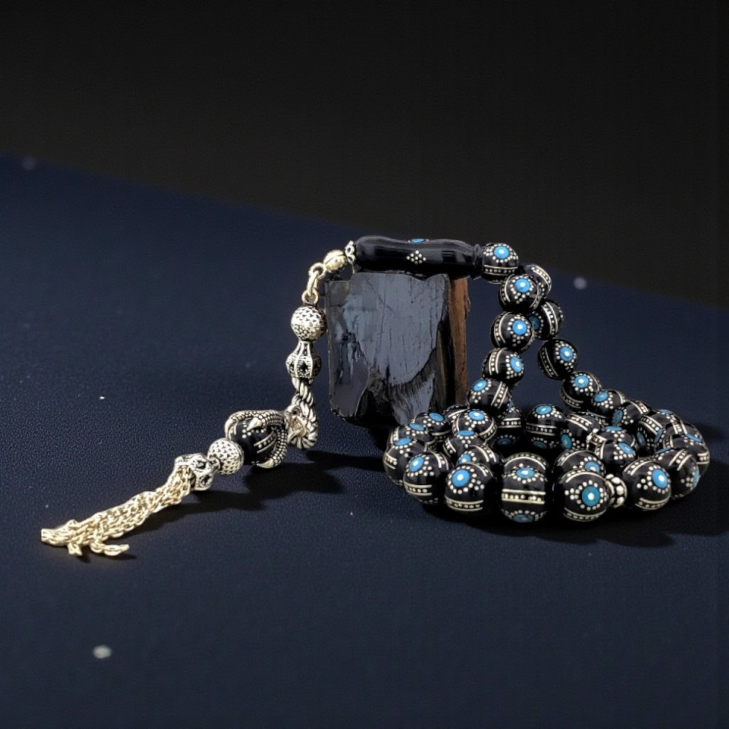 Fabrication manuelle Blue Email Erzurum Oltu Silver Tesbih