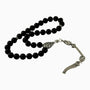 Onyx Tasbih with Three Crescents & Wolf | 925 Silver