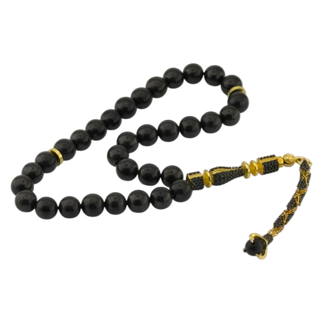 Natural Shungite Tasbih | 8 mm – 925 Sterling Silver