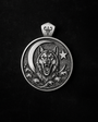 Crescent Star Gray Wolf Silver Necklace