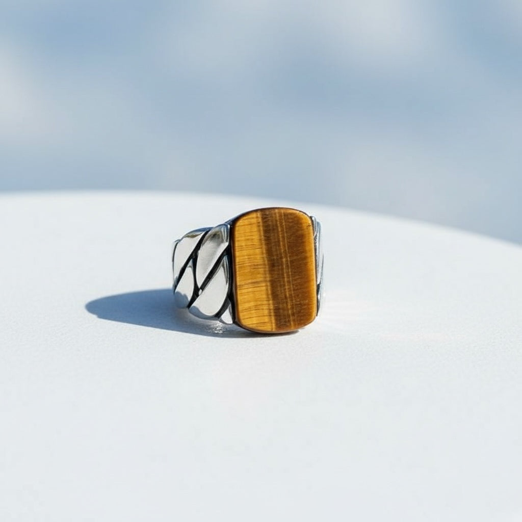 Tiger Eye Men's Ring | 925 Sterling Silver
