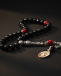 925 Sterling Silver Moon Star GS Onyx Stone Rosary - Galatasaray