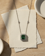 Diamond Style Emerald Color Silver Necklace