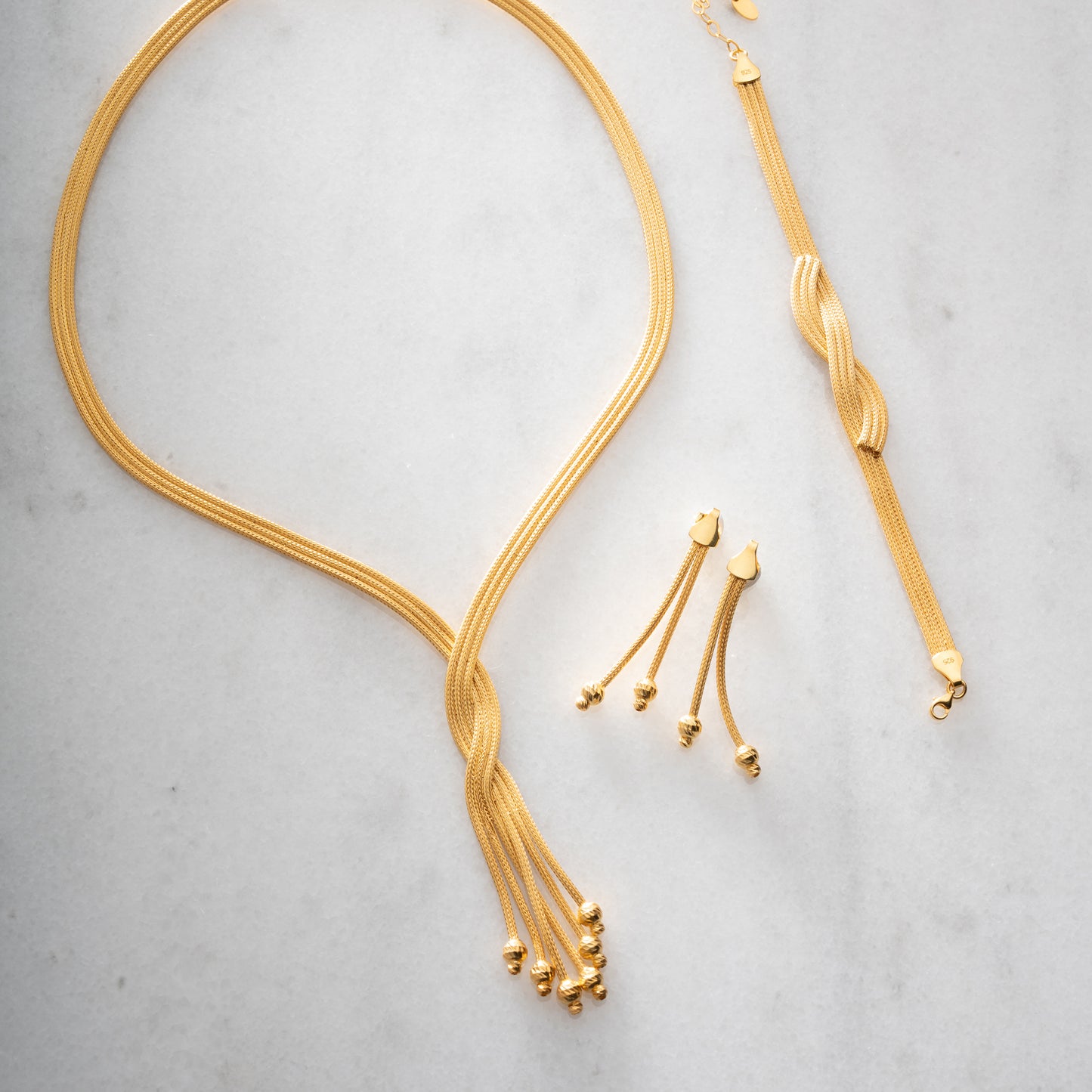 Gold Harmony 925 Ayar Gümüş Örgü Takı Seti