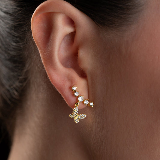 Butterfly Drop Earrings with Cubic Zirconia | 925 Sterling Silver