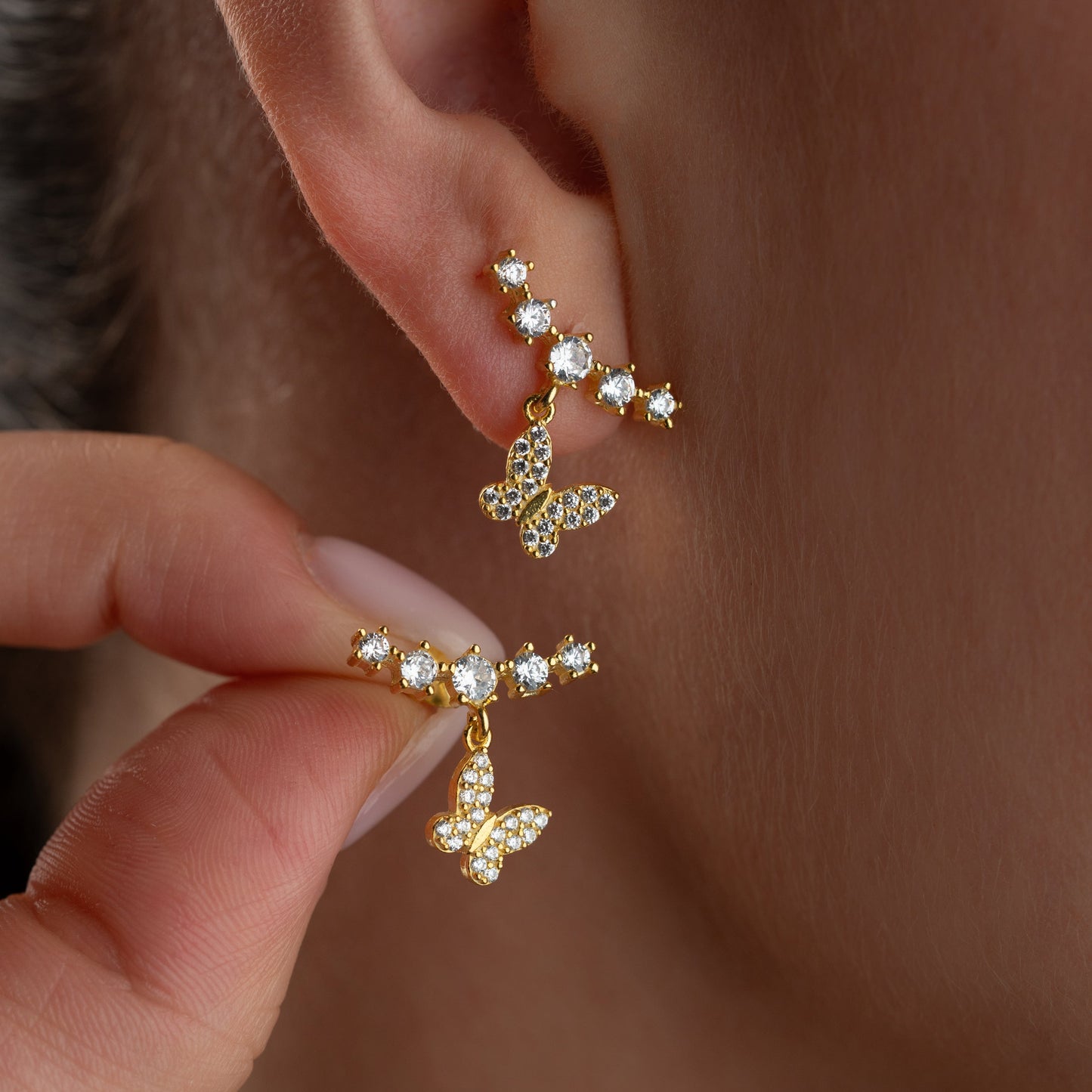 Schmetterling Ohrringe mit Zirkonia | 925 Silber