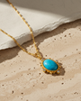 Turquoise Zirconia Necklace | Gold Plated 925 Sterling Silver