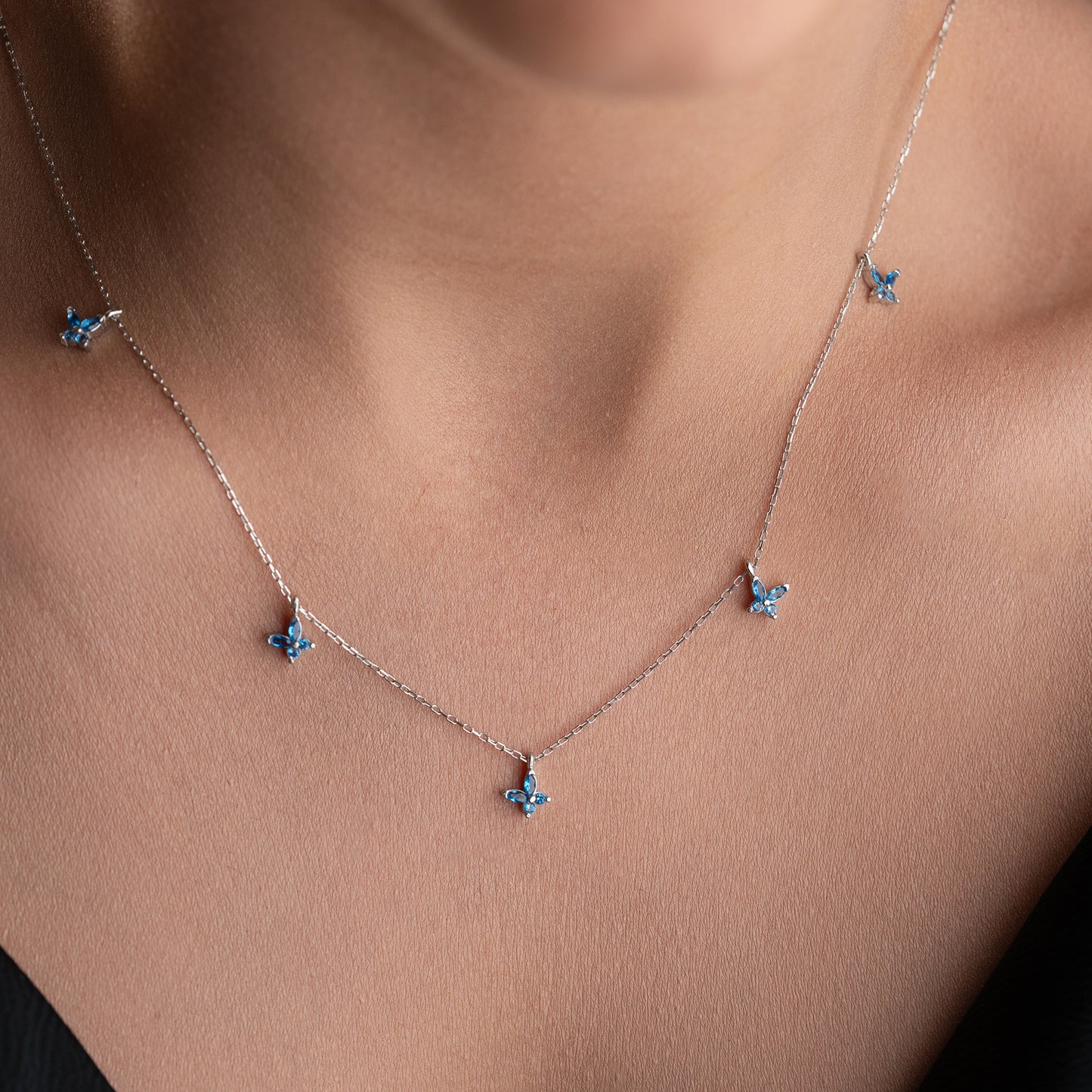 Collier Papillons Bleus | Argent 925