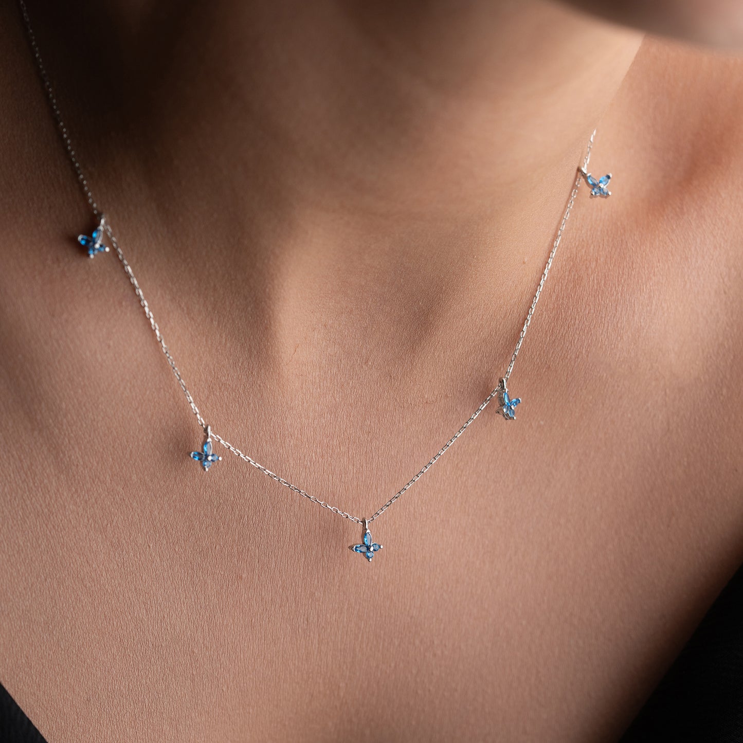 Collier Papillons Bleus | Argent 925