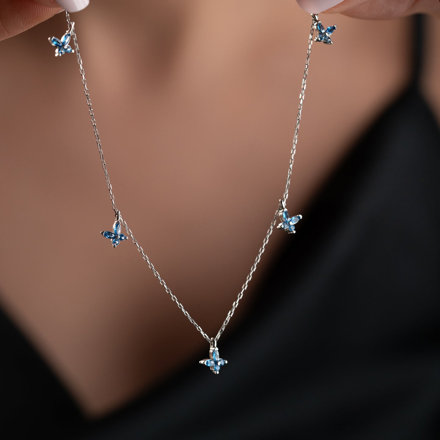 Collier Papillons Bleus | Argent 925