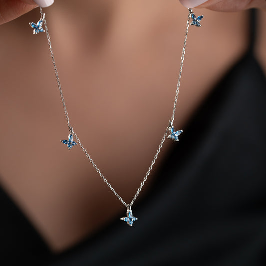 Blue Butterfly Necklace | 925 Sterling Silver