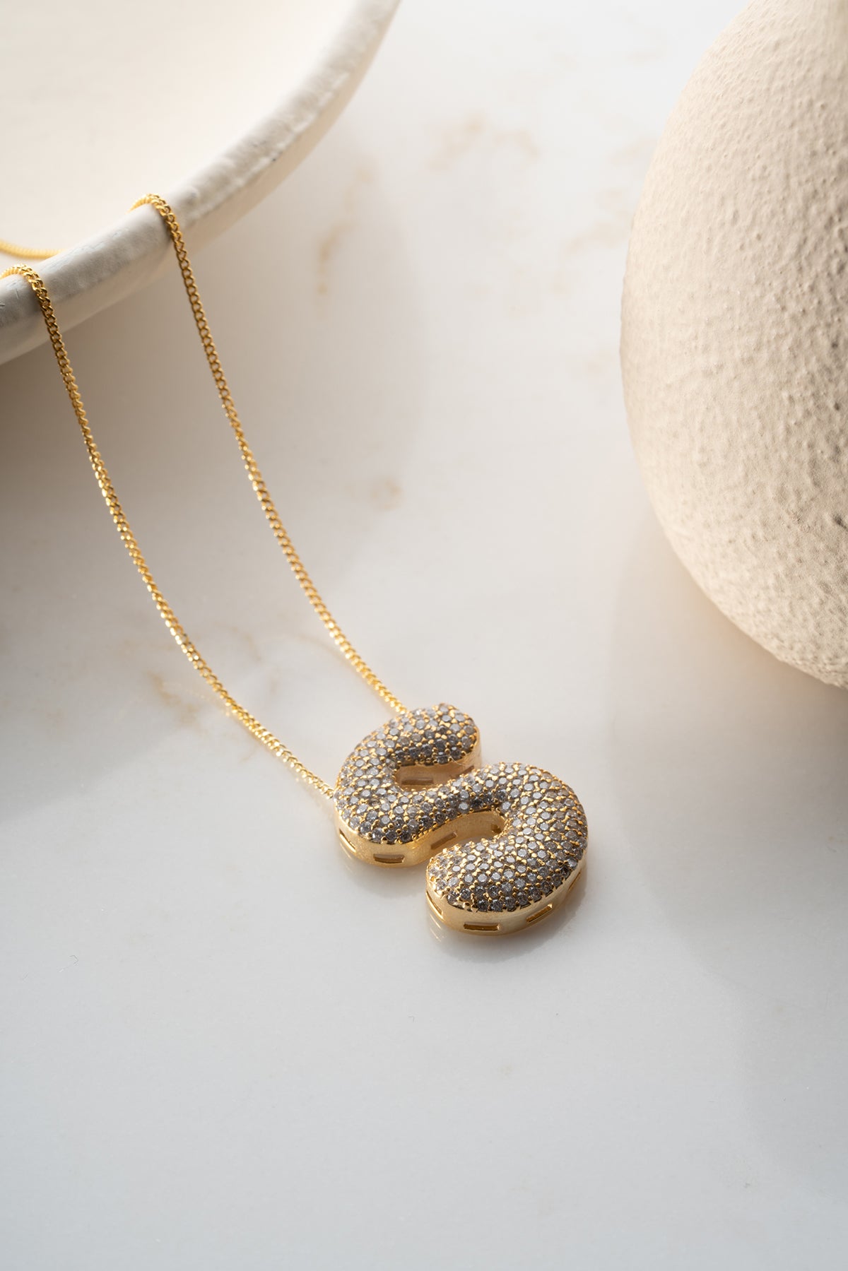 Collier de lettres de ballon - 925 argent sterling - pierre de zircon