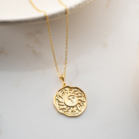 Sun & Moon Necklace – 925 Sterling Silver – Gold Plated