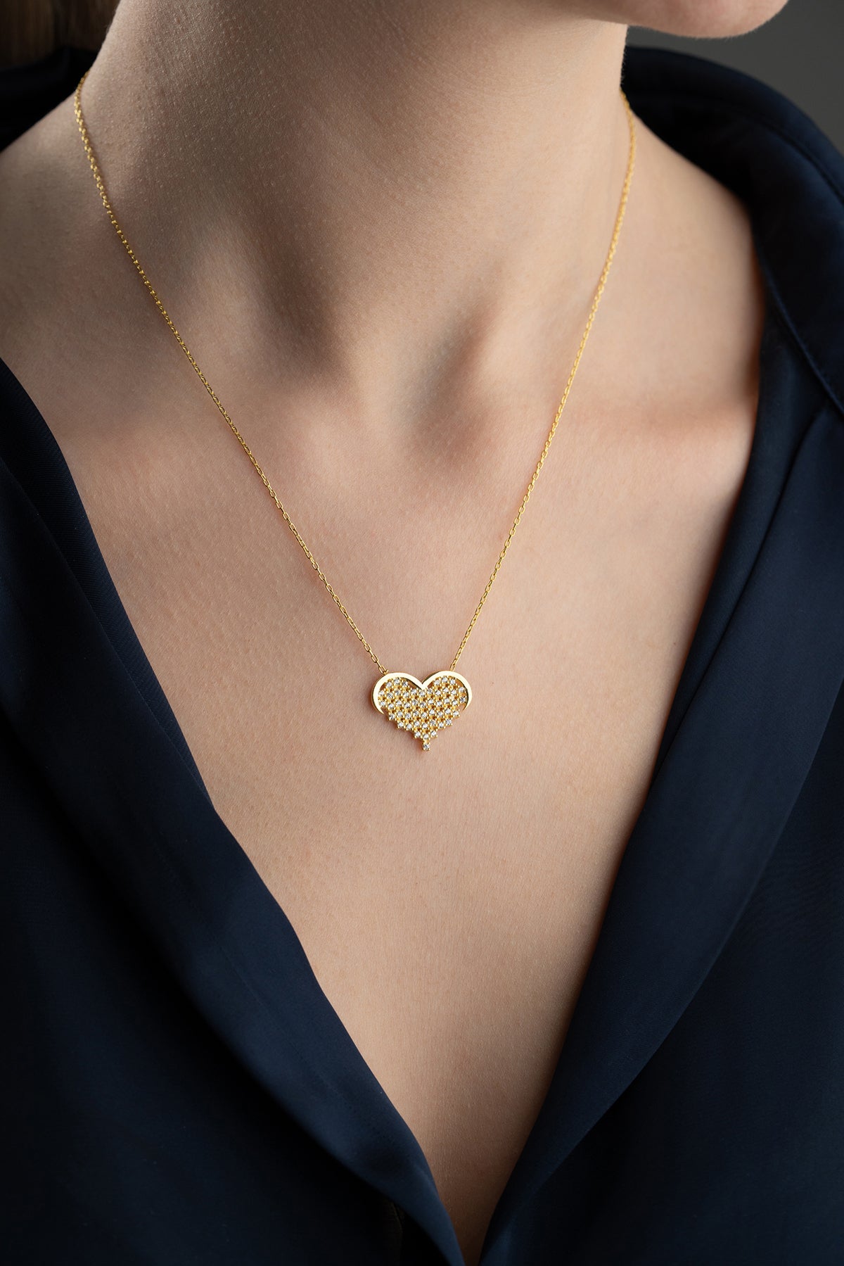 Stone Heart Necklace - 925 Sterling Silver