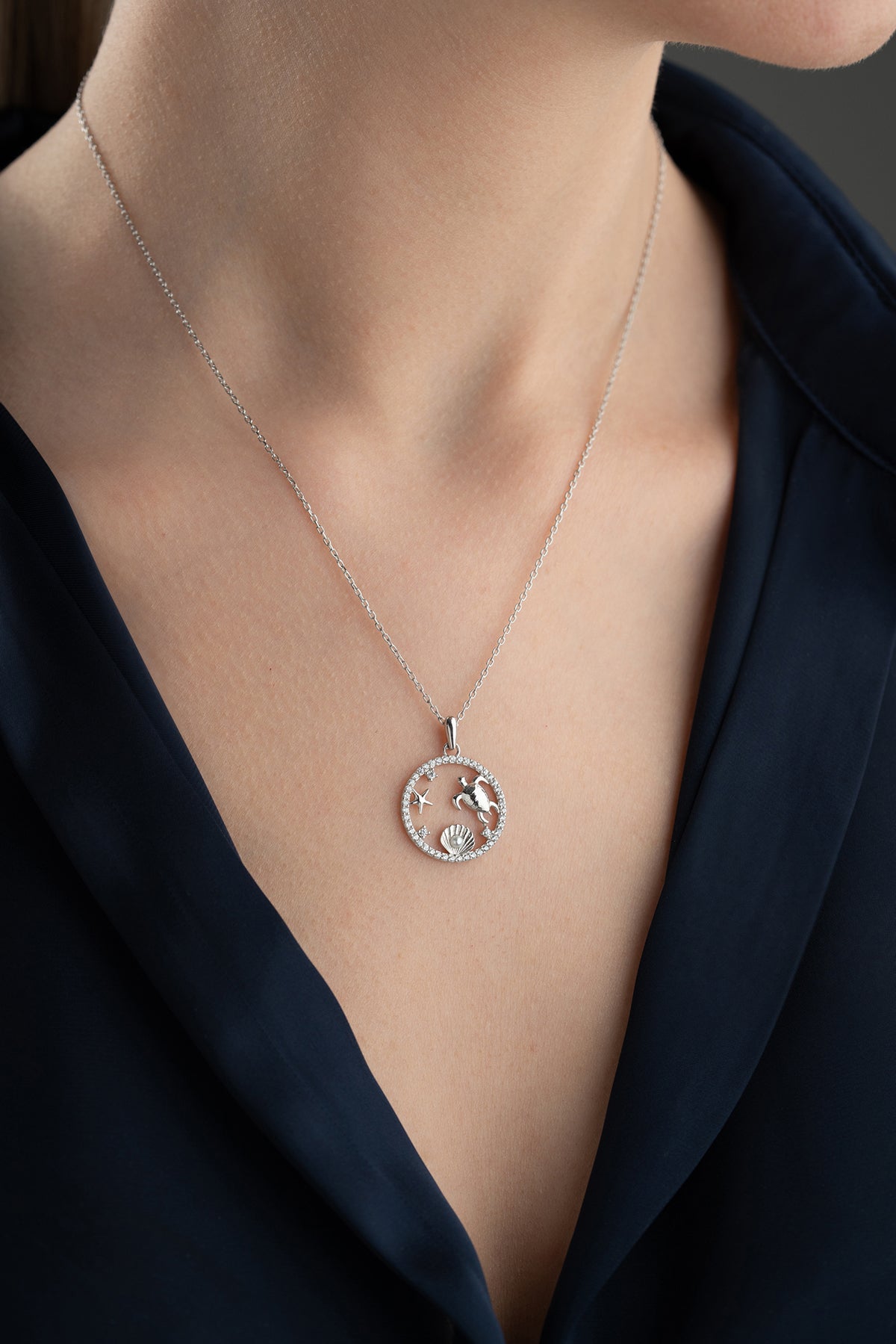 925 Sterling Silber Schildkröten Halskette