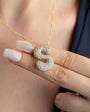Balloon Letter Necklace - 925 Sterling Silver - Zircon Stone