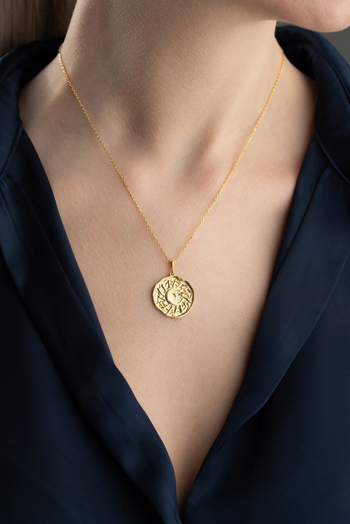 Soleil & Collier Lune – Argent sterling 925 – Plaqué or