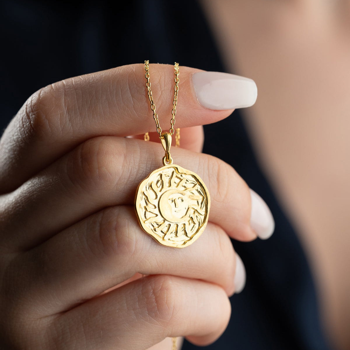 Soleil & Collier Lune – Argent sterling 925 – Plaqué or