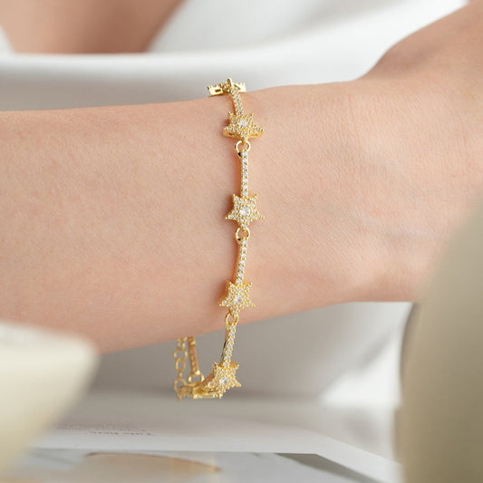 Stern Armband mit Steinen – 925 Silber