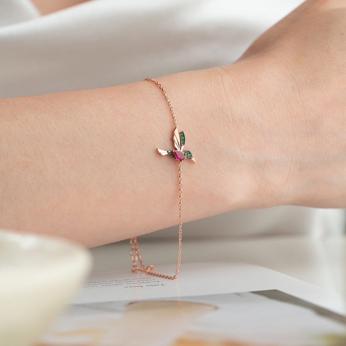 Bee Bird Bracelet - 925 Sterling Silver Rose