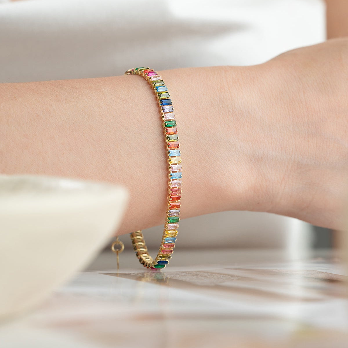 Bracelet en pierre coloré - 925 argent sterling