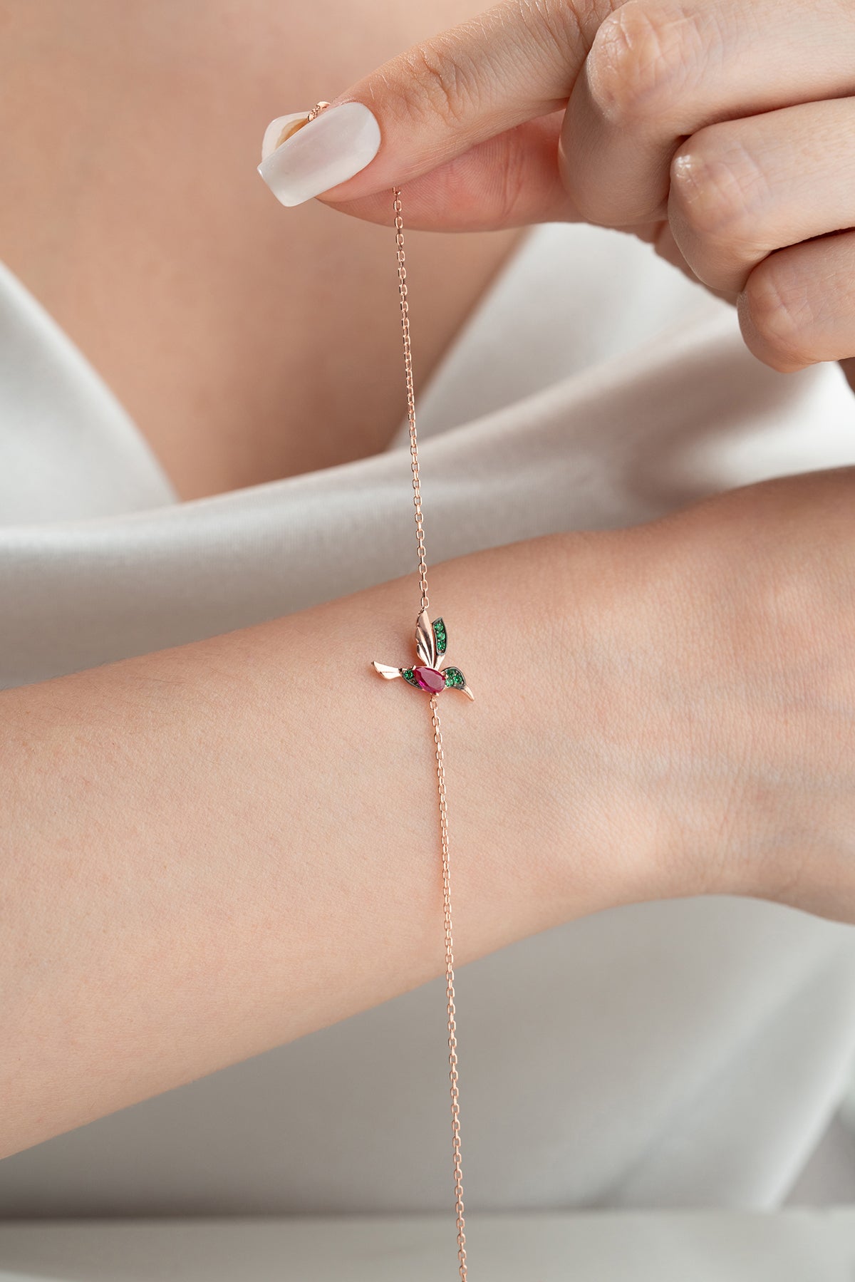 Bracelet d'oiseau d'abeille - 925 Rose en argent sterling