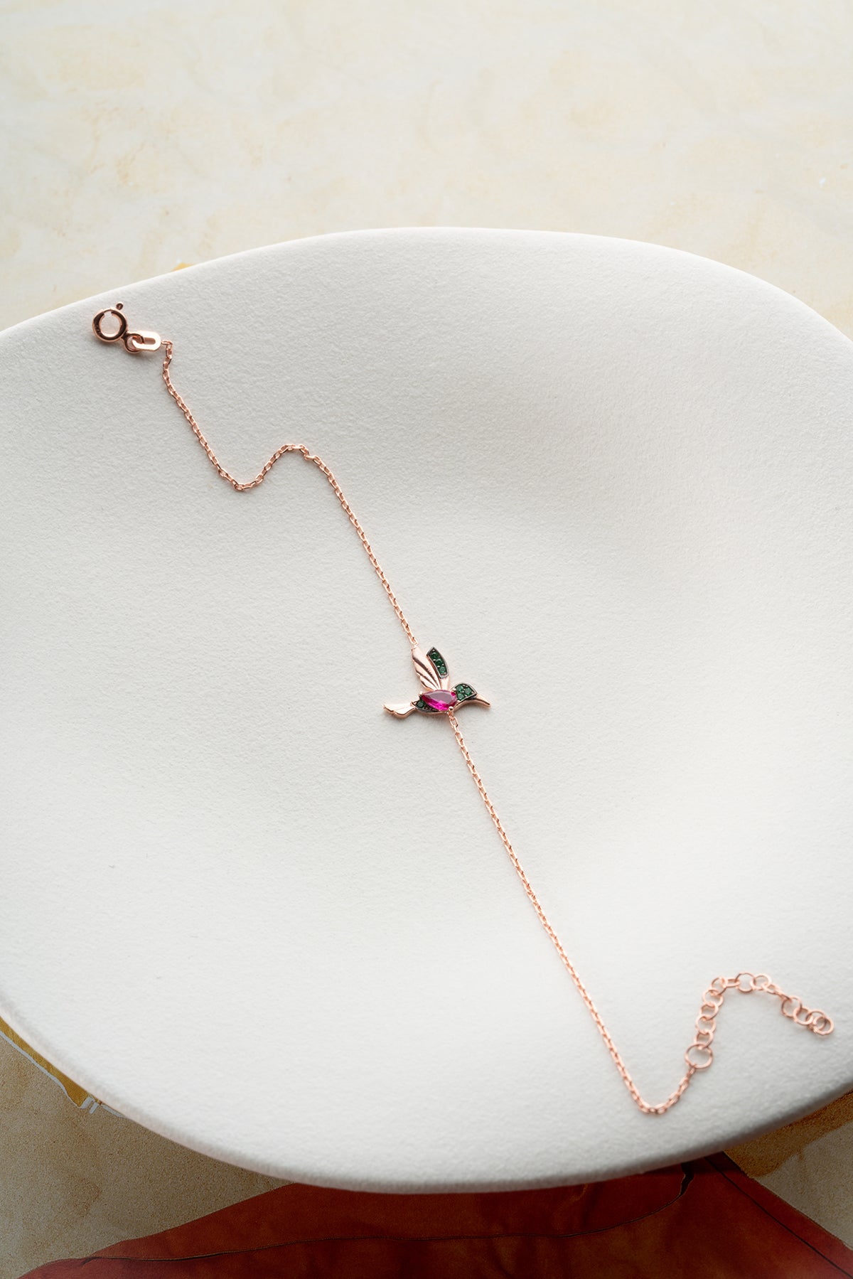 Bracelet d'oiseau d'abeille - 925 Rose en argent sterling