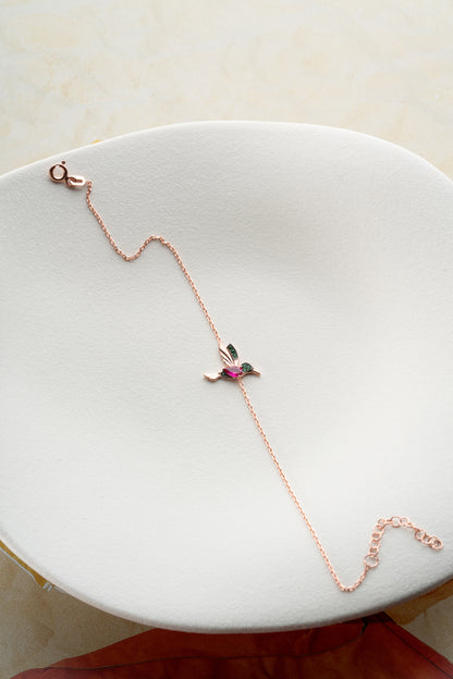 Bracelet d'oiseau d'abeille - 925 Rose en argent sterling