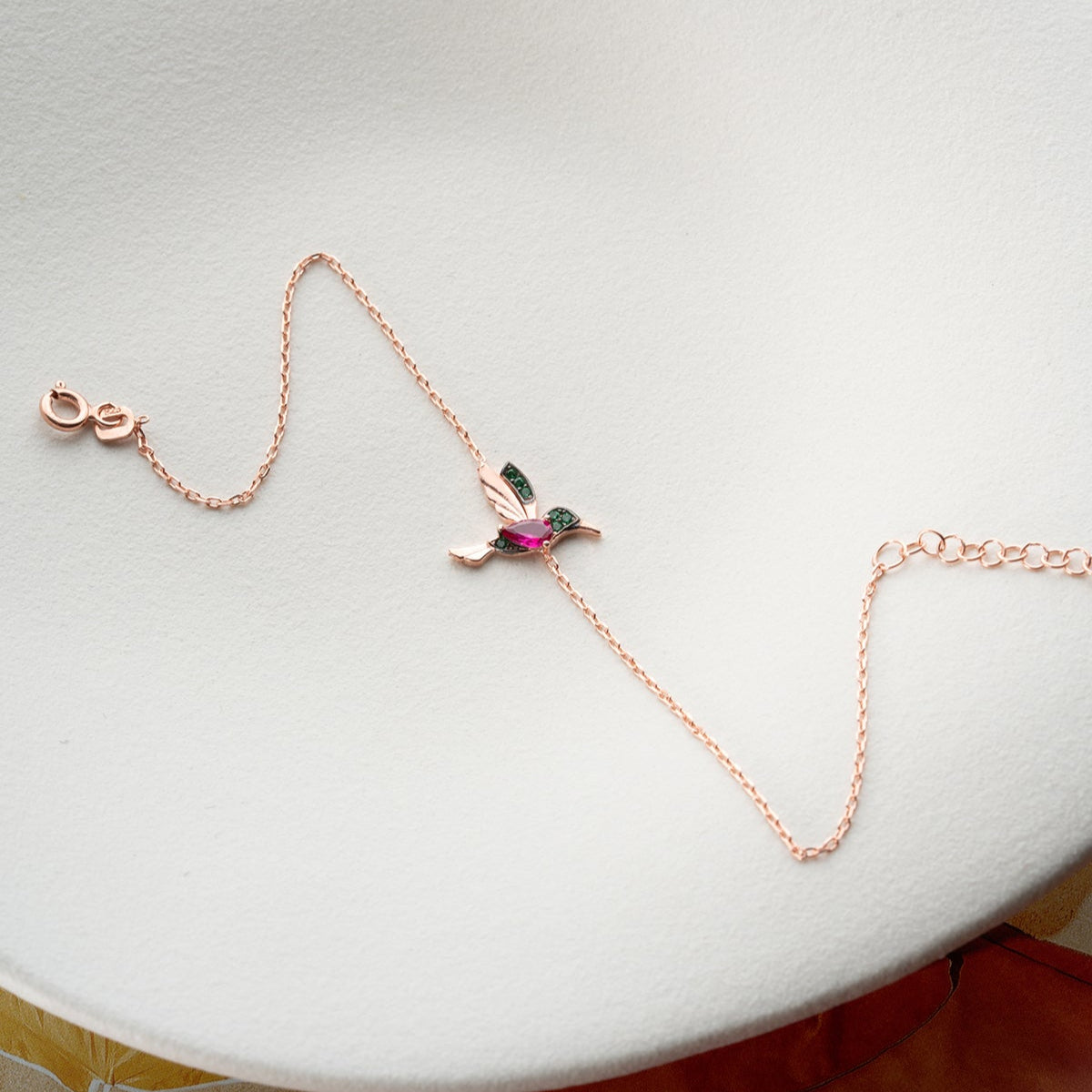 Bracelet d'oiseau d'abeille - 925 Rose en argent sterling