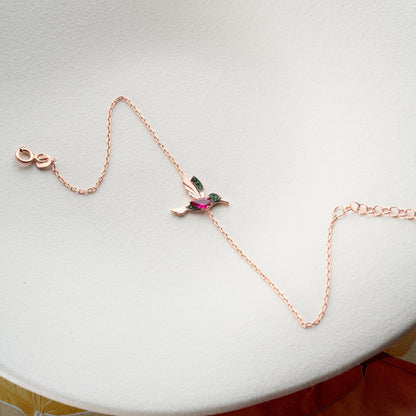 Bracelet d'oiseau d'abeille - 925 Rose en argent sterling