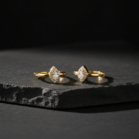 Boucle d'oreille créole en pierre de navette en argent sterling 925