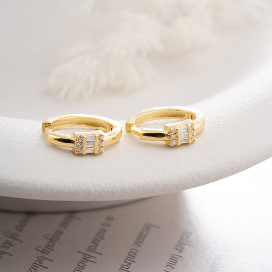 Boucle d'oreille créole baguette en argent sterling 925