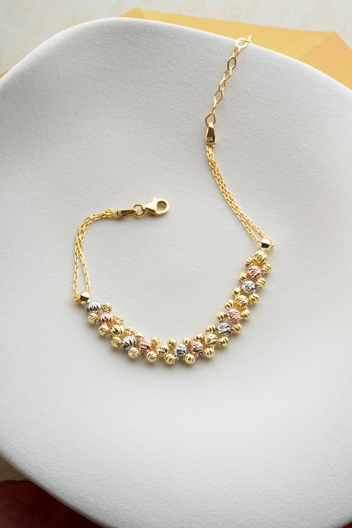 Dreifarbiges Armband aus 925er Silber mit Perlen