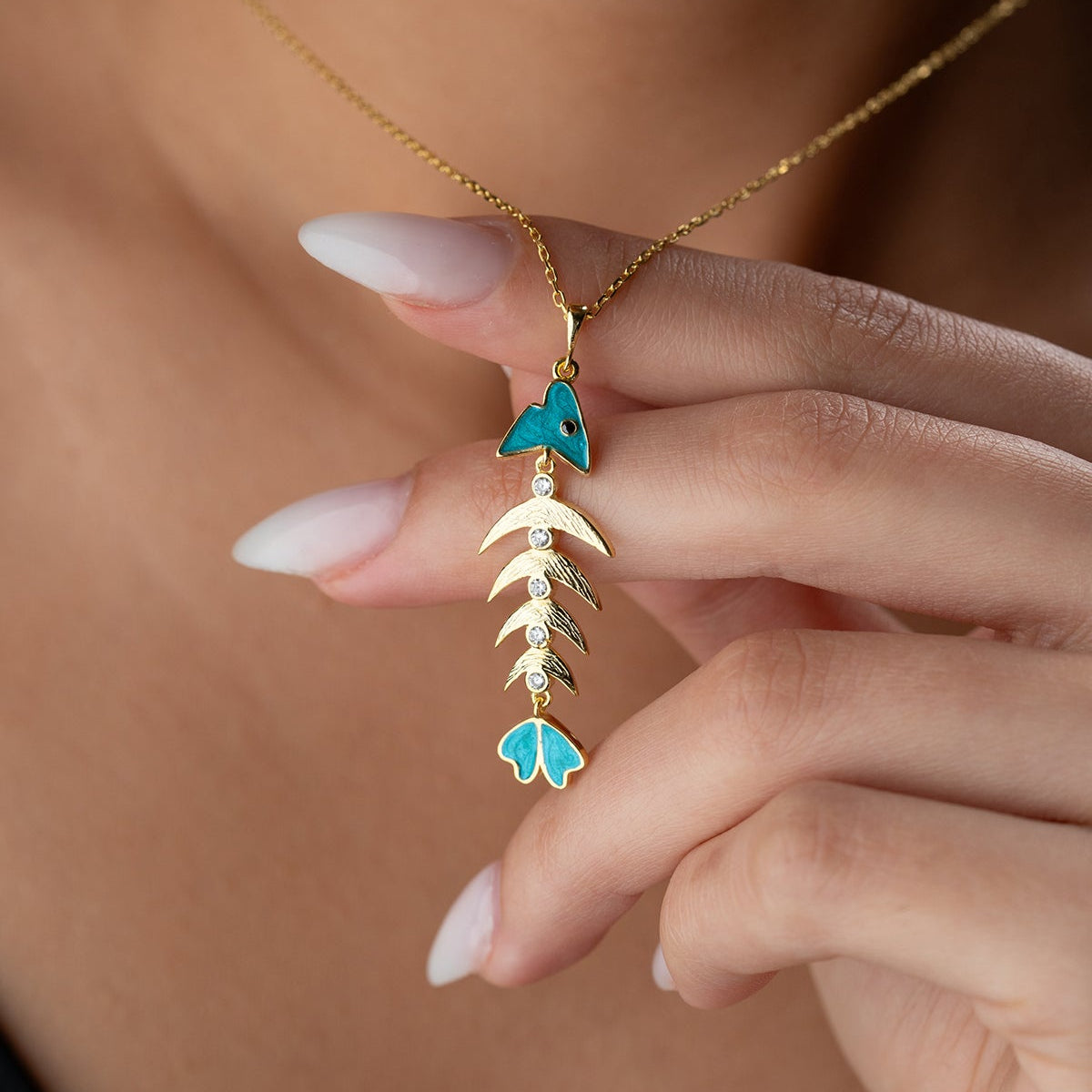 Balık İskeleti Kolye - 925 Ayar Gümüş