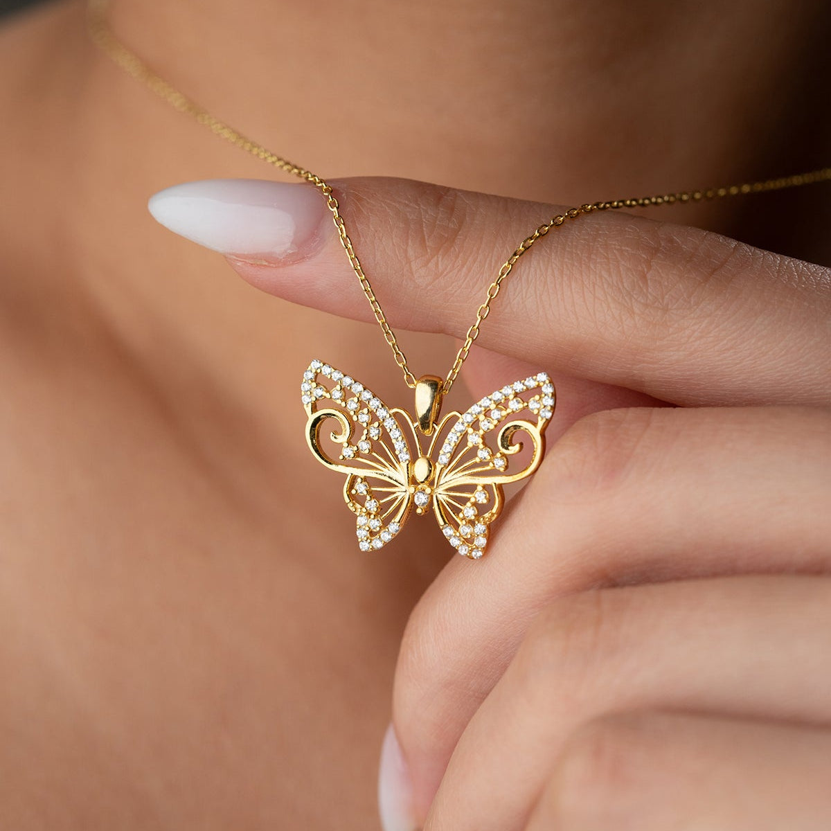Butterfly Figured Necklace - 925 Sterling Silver
