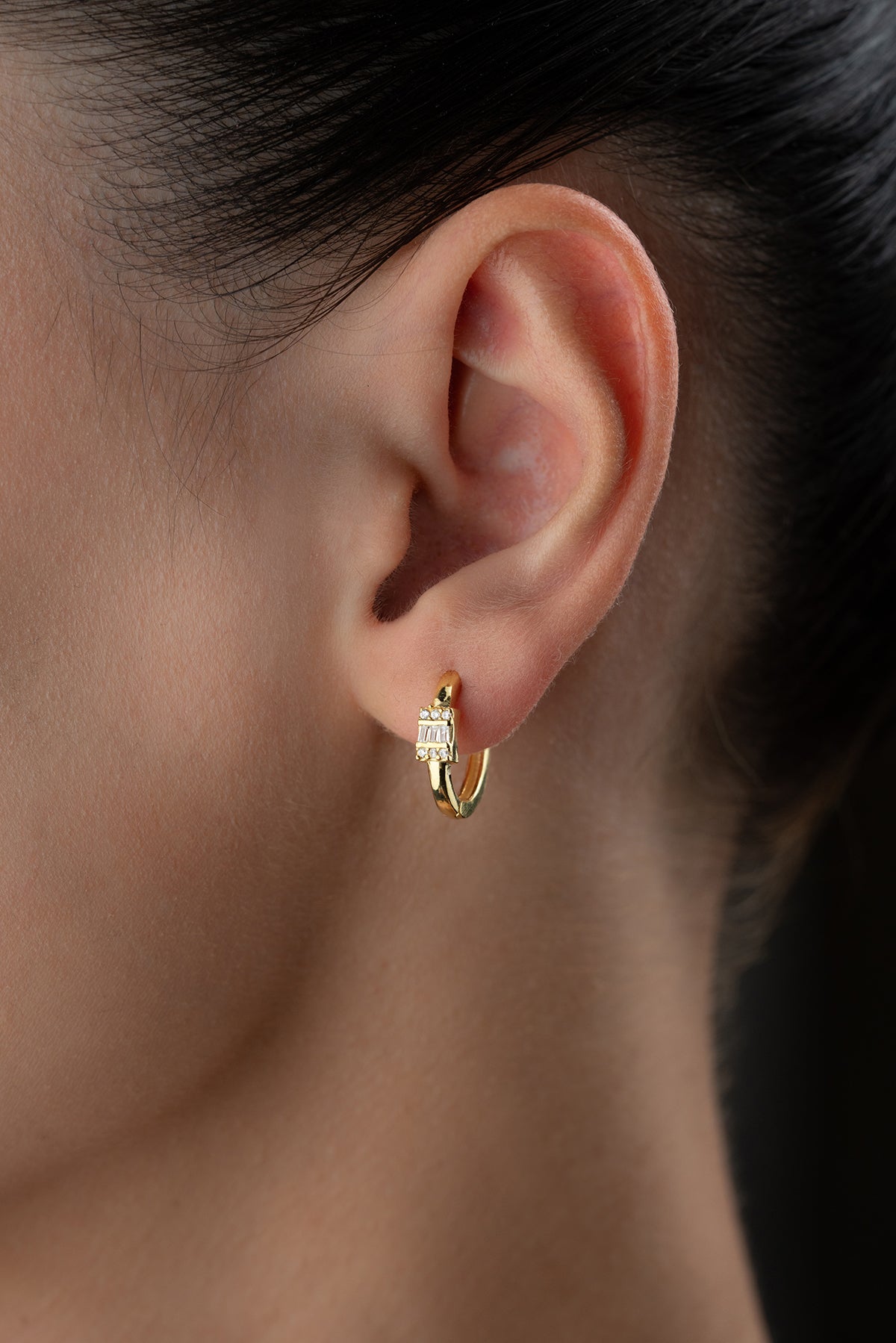 Boucle d'oreille créole baguette en argent sterling 925