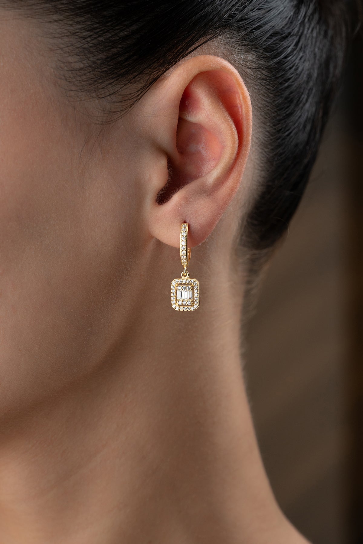 925 Sterling Silver Baguette Stone Earrings