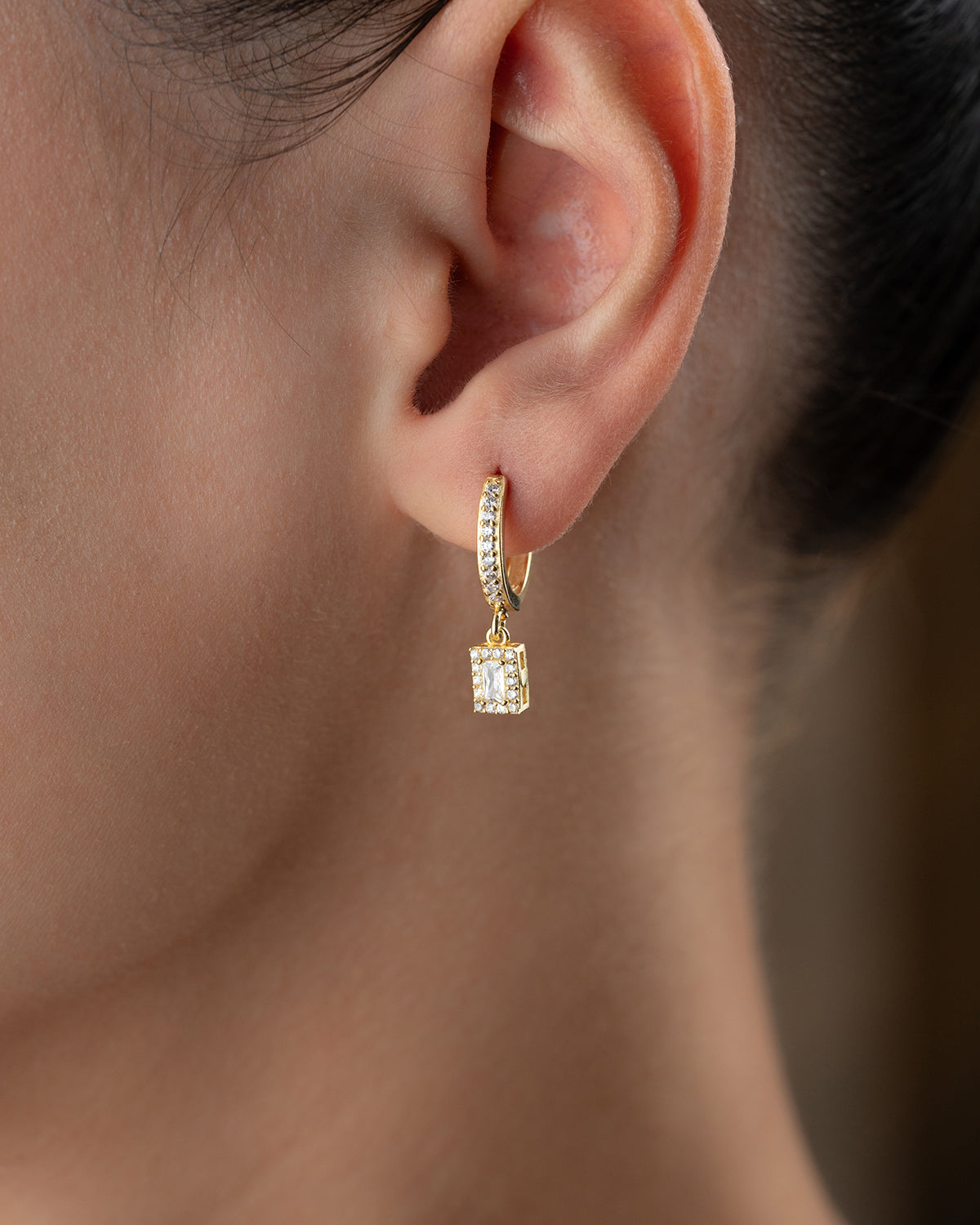 925 Sterling Silver Baguette Stone Earrings