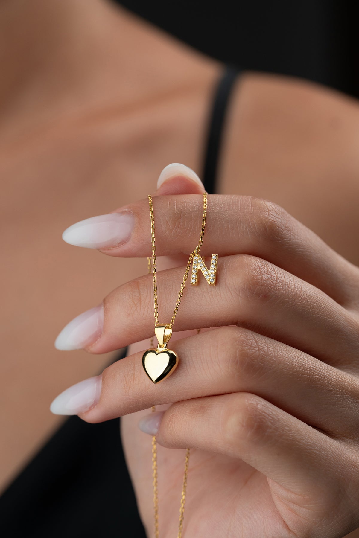 925 Sterling Silver Heart Letter Necklace