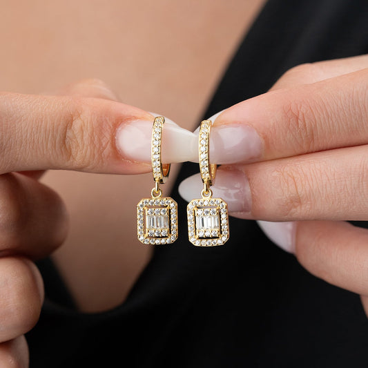 925 Ayar Gümüş Baget Taşlı Küpe